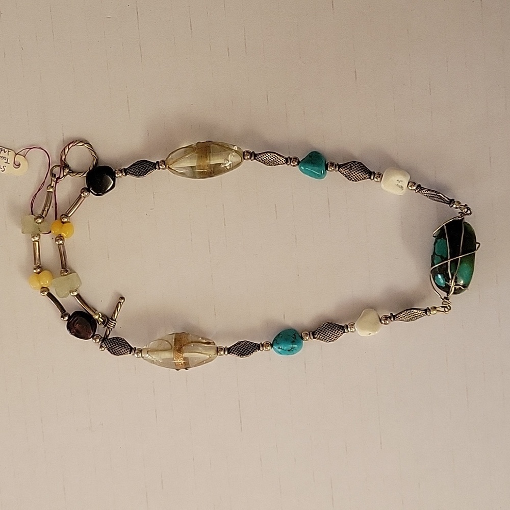 Vintage sterling and stone necklace 19 1/2"
